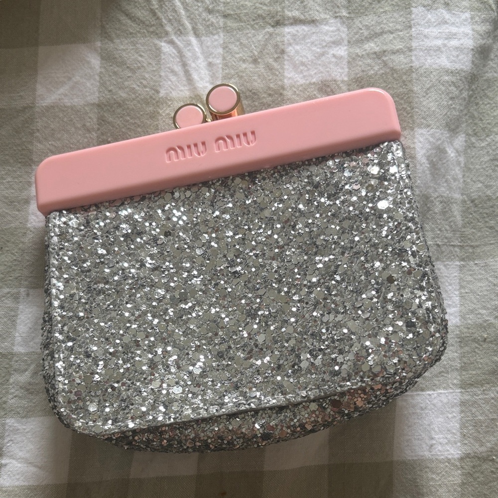 Vintage Miu Miu Pink and Silver Glitter Pouch
